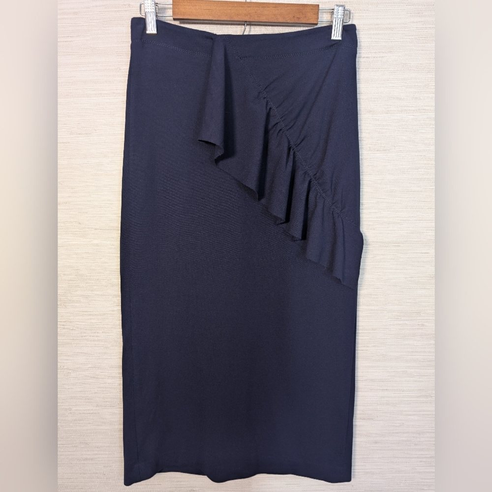 Blue Tibi Ruffle Accent Pencil Skirt